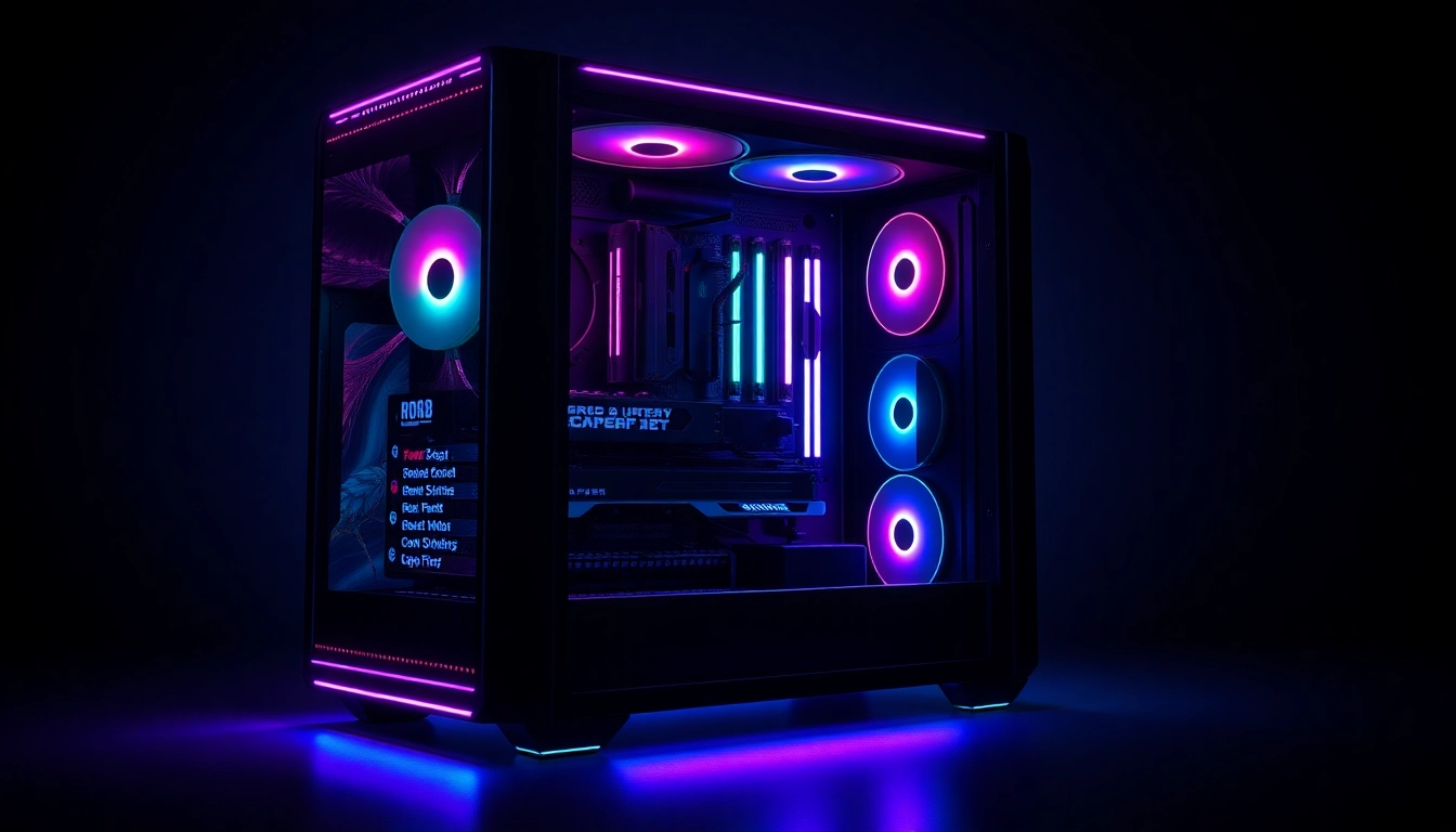 Create a stunning custom gaming pc case featuring vibrant RGB lights and unique artwork for enhanced aesthetics.