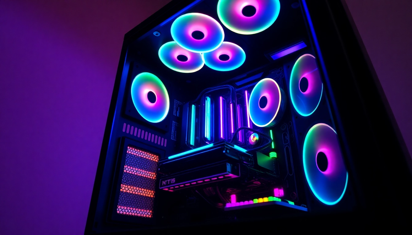 Showcasing a custom gaming pc case featuring unique design elements and vibrant RGB lighting.