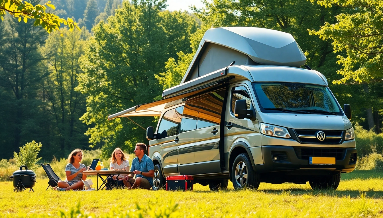 Experience JRP Campers in an inviting outdoor setting with a joyful family enjoying a picnic.