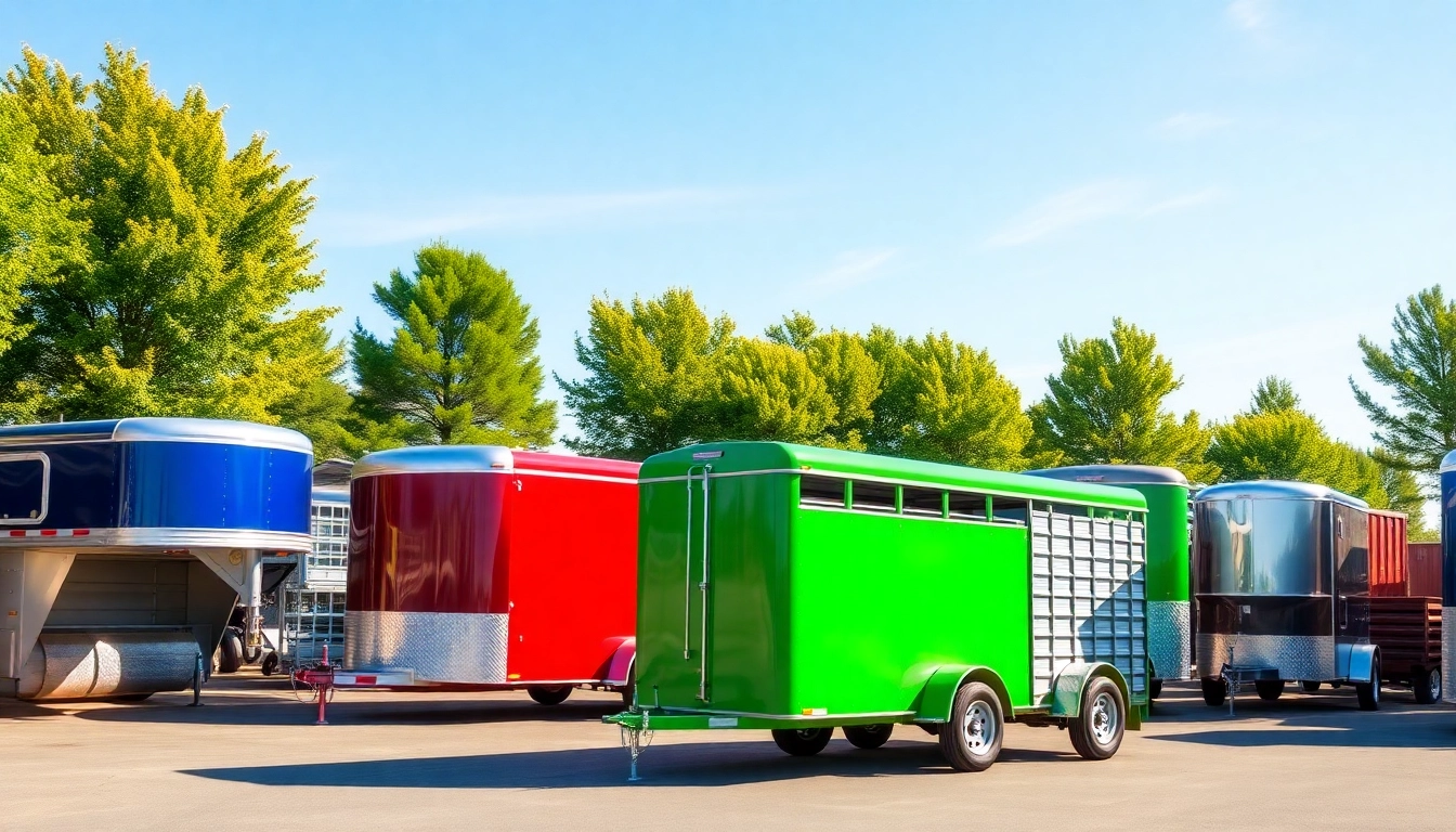 Explore a variety of trailers near me displayed in a vibrant outdoor setting.