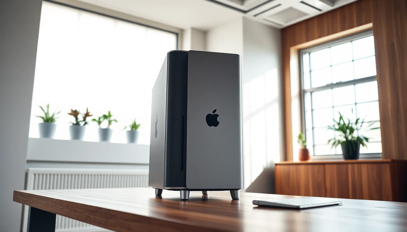 View of a high-end Mac Pro setup at a modern office, perfect for those looking to buy Mac Pro.