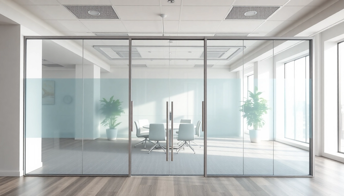 Showcasing movable glass partitions enhancing workspace design with elegance and functionality.