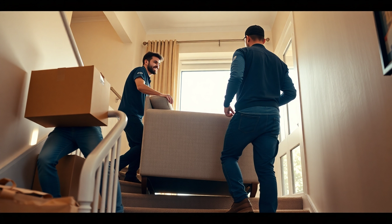Moving company nyc team expertly moving furniture into a modern apartment in New York City.