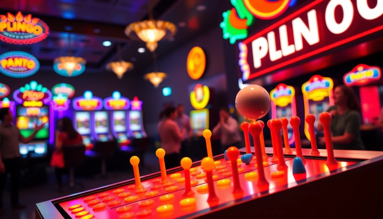 Aksi penuh antusias dalam permainan Plinko Indonesia dengan lapangan permainan yang berwarna-warni.