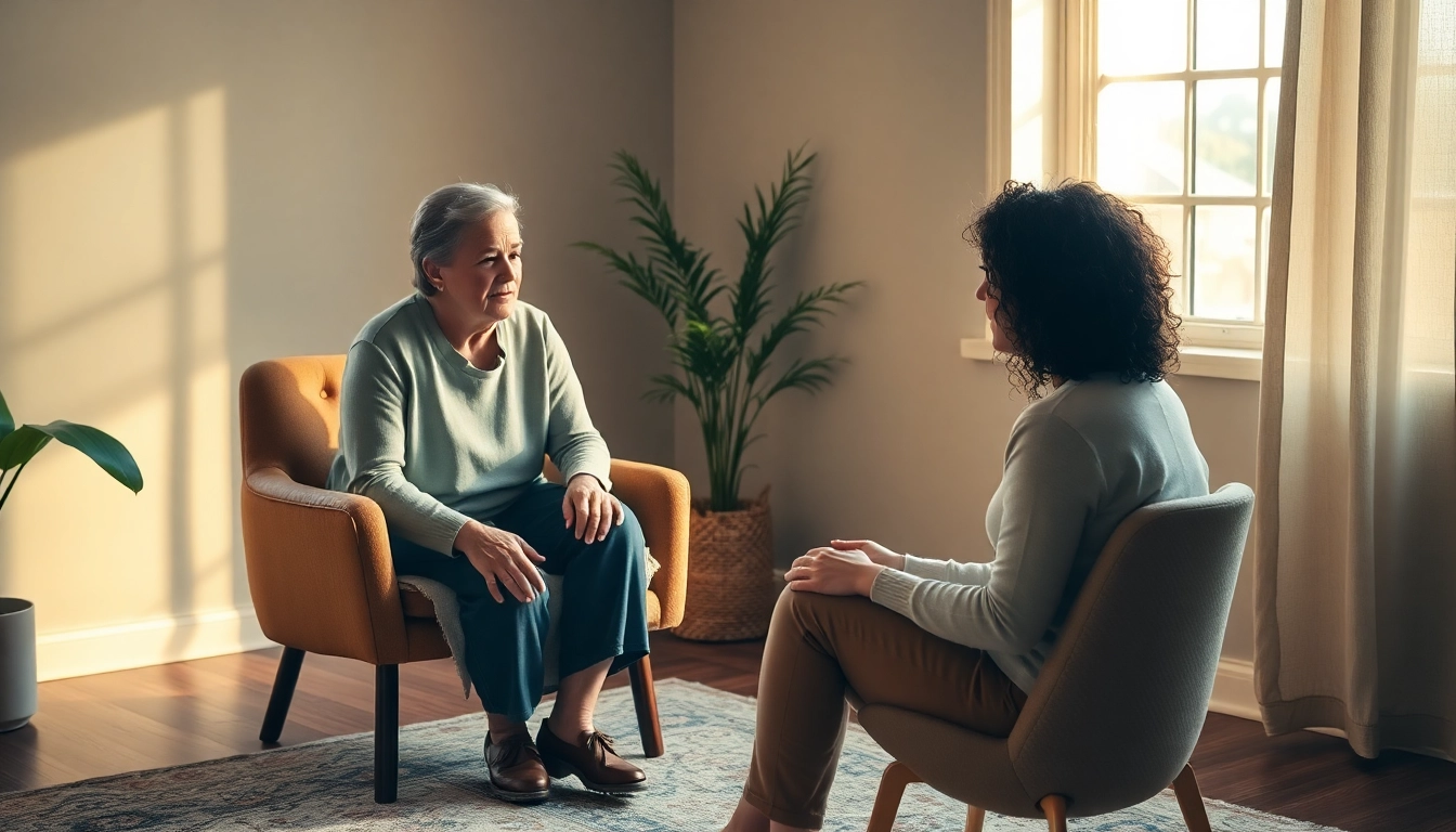 Engaging therapy session for healing trauma with a warm and inviting atmosphere.
