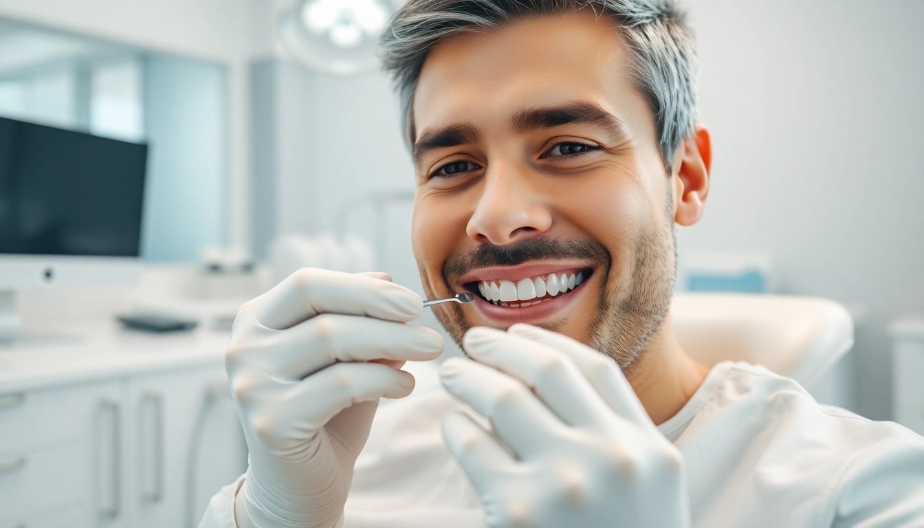 Applying crowns in a dental clinic with modern tools and a focused dentist.