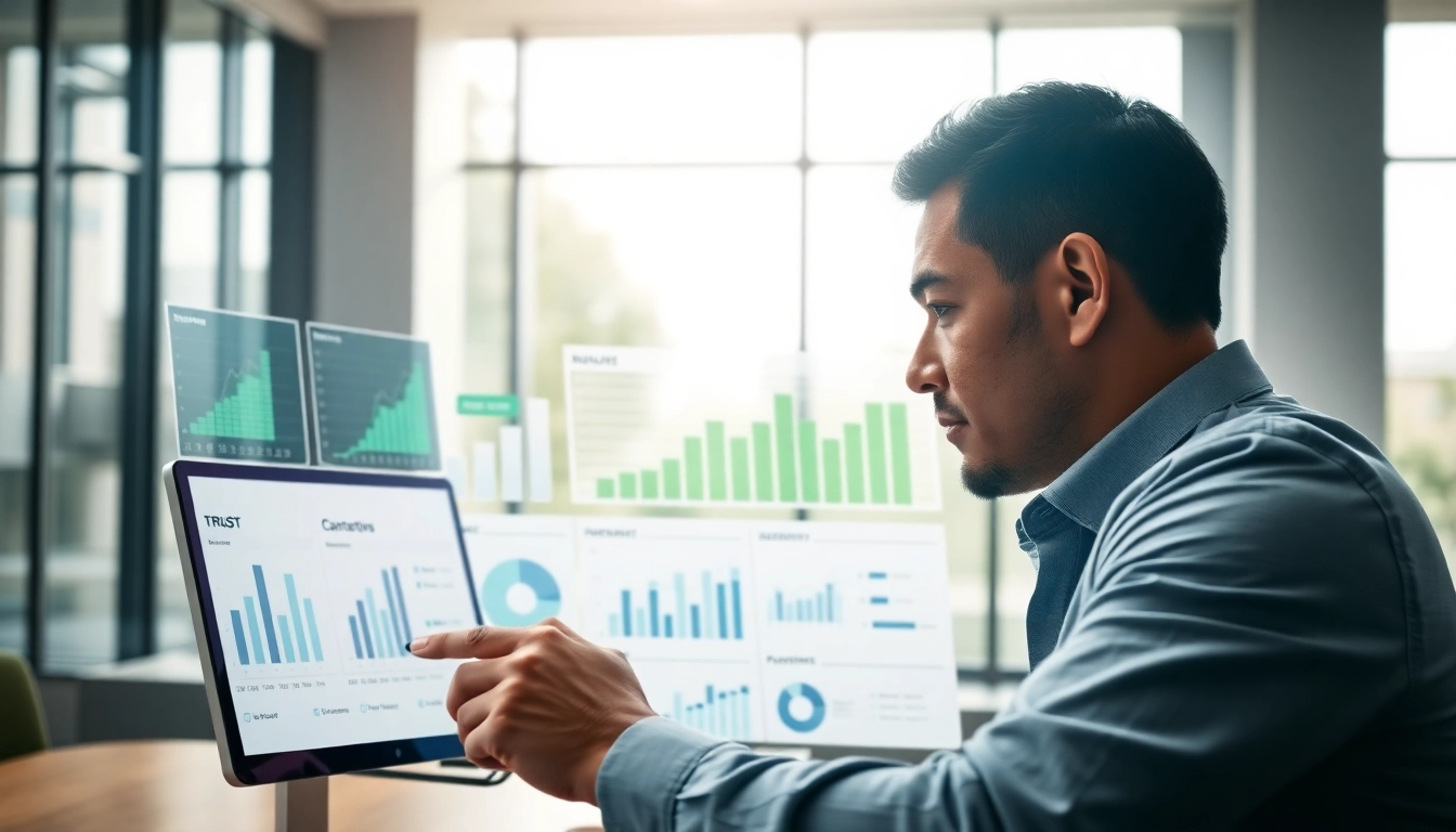 Analyze competitive intelligence data with a focused expert in a bright, modern office.