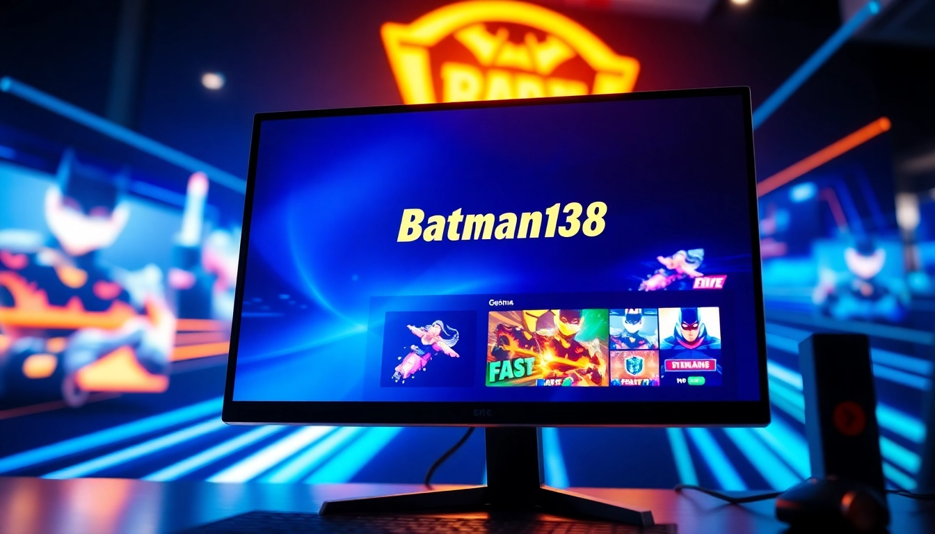 Menampilkan situs resmi batman138 dengan logo dan permainan menarik dalam antarmuka game online.
