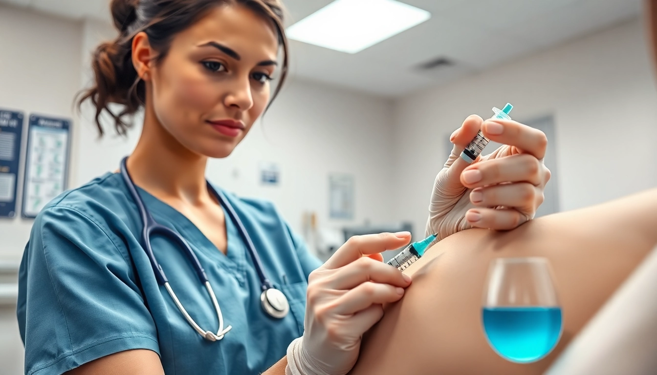 Cyanocobalamin injection being administered by a nurse in a modern healthcare environment.