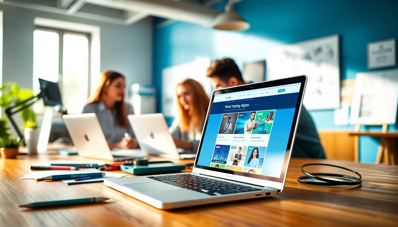 Kansas City web design company team creating innovative website designs in a modern office.
