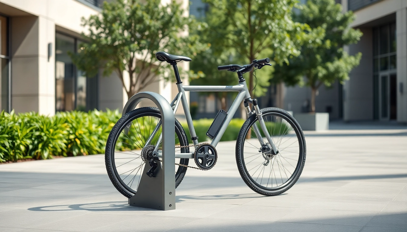 Showcase of a minimalist bike rack elegantly designed for urban spaces.
