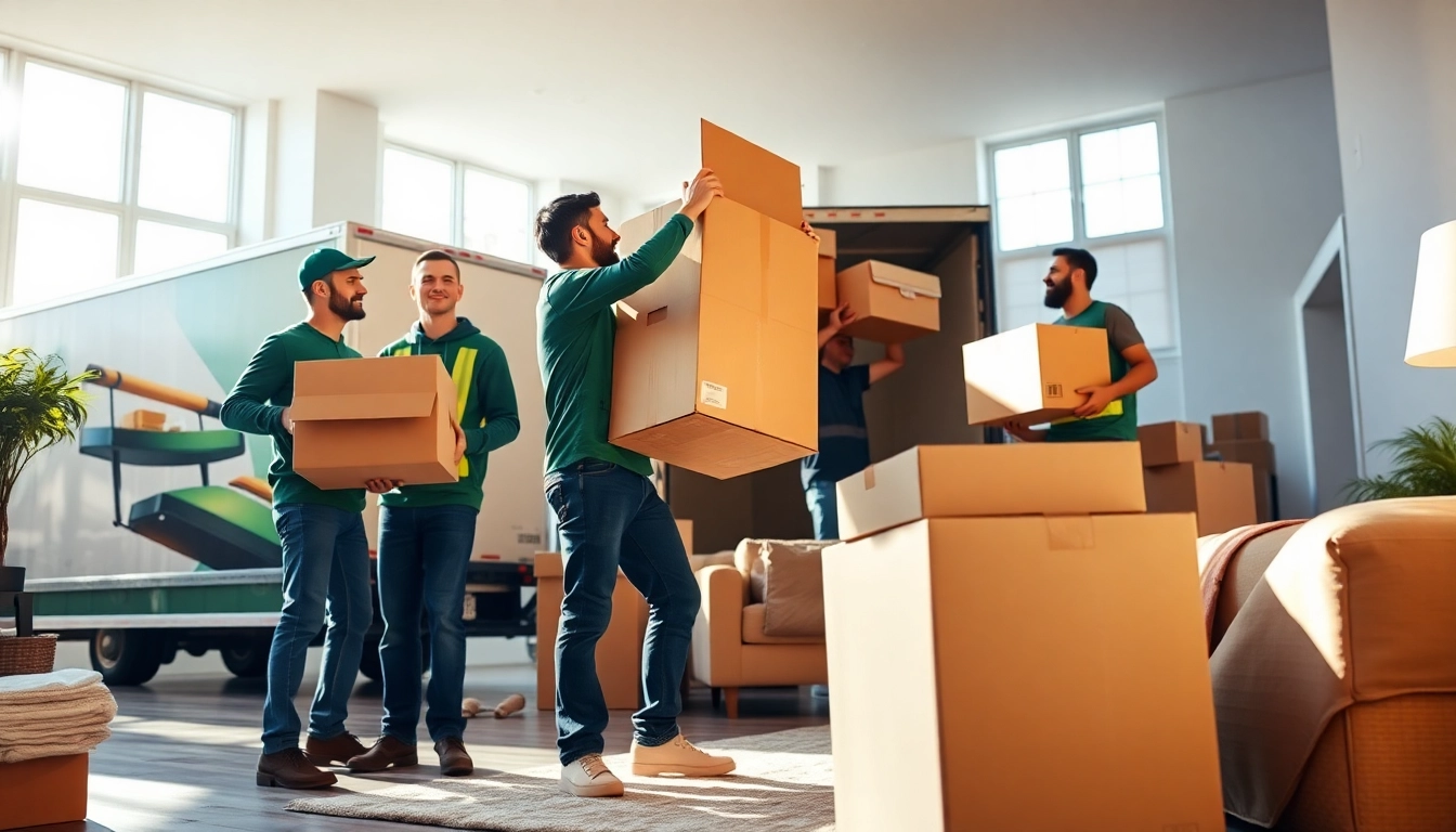 Queens movers efficiently collaborating during a local move in a vibrant Queens setting.